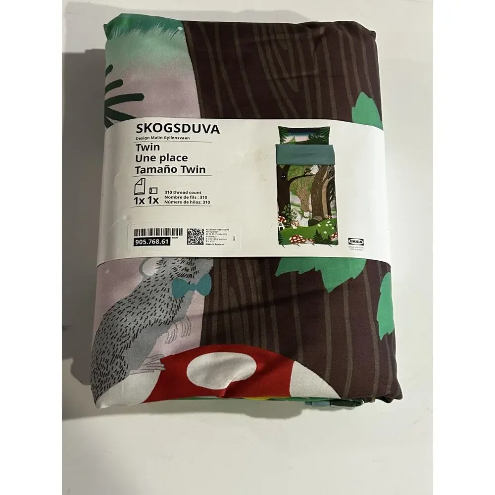 Brand New IKEA SKOGSDUVA Twin Duvet Cover & Pillowcase Forest Pattern 905.768.61